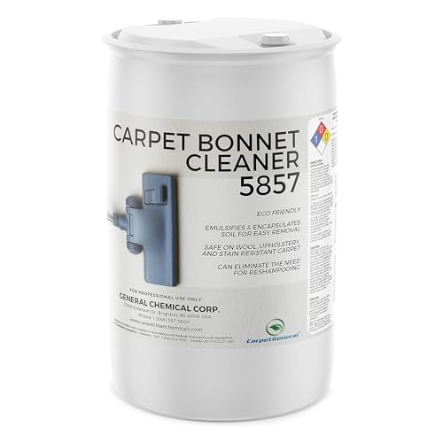 CarpetGeneral Bonnet Cleaner 5857 - Heavy Duty Shampoo Carpet Freshener Solution for Machine - Fast Drying & Pet Safe Carpet Shampoo for Rotary Cleaners, Commercial, & Industrial Use - 55 Gallon