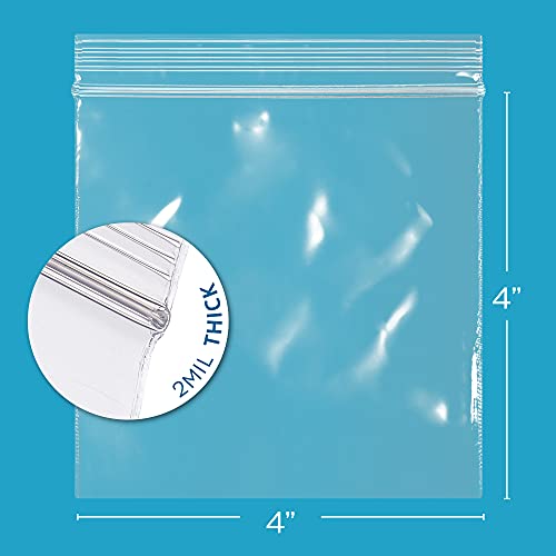 Clear Plastic Reclosable Zip Bags - Bulk Gpi Case Of 1000 4" X 4" 2 Mil Thick Strong & Durable Poly Baggies With Resealable Zip Top Lock For Travel, Storage, Packaging & Shipping. #TOP1