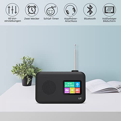 Dab Radio, LFF DAB Digitalradio, Radio Klein UKW-Digitalradio, DAB Plus Radio, Küchenradio mit Kabel oder Batteriebetriebenes Radio, Farbdisplay Radio mit Bluetooth – Bild 3