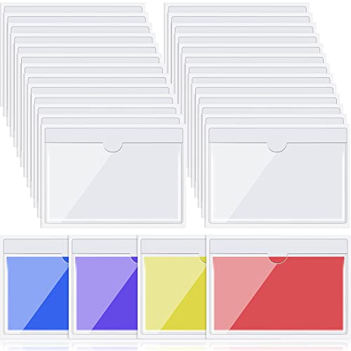 Image of Chinco 30 Pcs Self Adhesive Pockets, Bin Labels for Storage Bins, Clear Pocket Label Sleeves, Plastic Index Card Holder with Top Open for Organizing Bins Box Drawer(3 x 5 Inches)