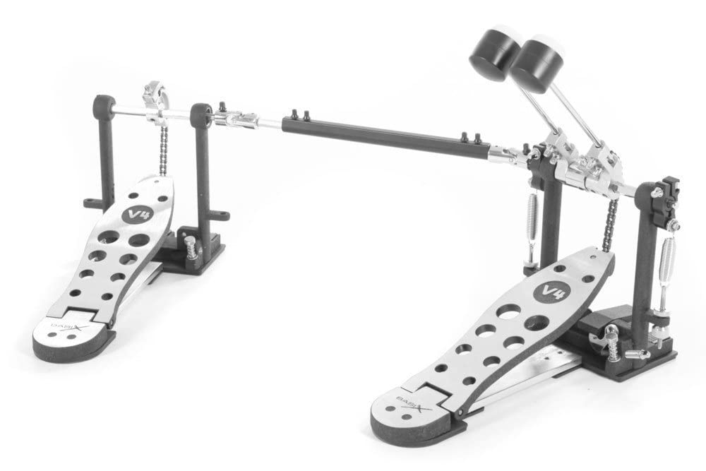Pedal de Bombo DPD-800-V4 modelo de doble tubo, maza de doble cara, negro rugoso, 2 bases de aluminio