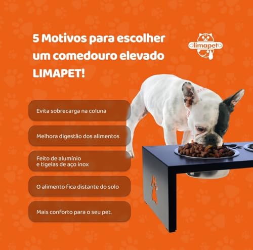 Comedouro Elevado Duplo para Pets Pequenos, Base em Alumínio com Pintura Eletrostática, Tigelas Remo