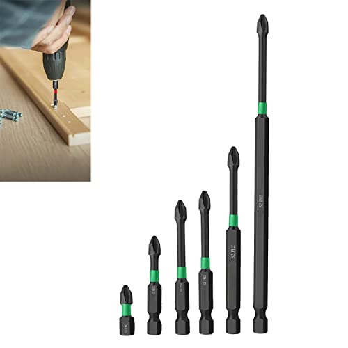 Magnetic Screwdriver Bit Set, 6Pcs Magnetic Impact Phillips Drive Bit Ph2, S2 Steel Phillips Cross Slot Screwdriver Bit Set, Impact Tough Power Bits, For Power Screwdriver Impact Drill (1 Set) #TOP1
