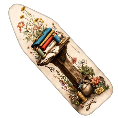 Image of Nuxovilar Stacked Fabrics Ironing Board Cover 15x54 Polyester | Iron Pad Scorch Guard laundry helper protective board shield home laundry room craft studio (Wildflower Fabric)
