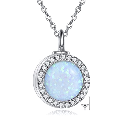 ONEFINITY Opal/Turquoise Urn Necklaces for Ashes Sterling Silver Opal Cremation Jewelry for Ashes Memory Jewelry for Women