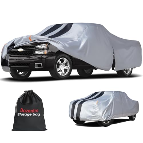 Chevrolet Silverado 1500 Truck Cover Custom Fit 1998-2026 Extended Cab Short Bed(8.1') With Door Zipper, 10 Layers Pickup Truck Cover Waterproof All Weather, Car Tarp for Wind Dust Sun etc Protection.