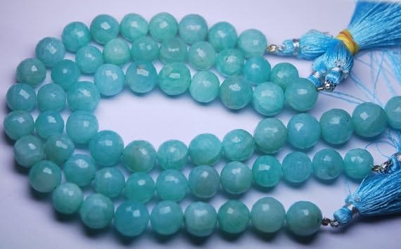 Perles AMAZONITE facettées 9-10mm en fil de 8 pouces pour enfilage et joaillerie