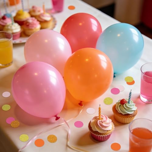 Image of 200Pcs Glitter Pink Orange Gold Table confetti,Paper Circle Dots Confetti for Birthday Party Halloween Bachelorette Wedding Baby Shower Graduation Decorations