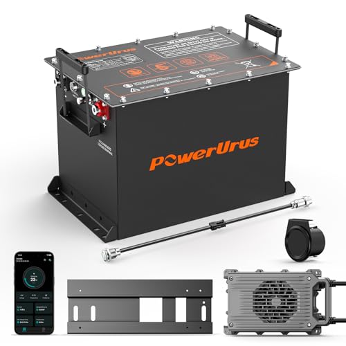 48V 100Ah Lithium Golf Cart Battery, 48V 100Ah LiFePO4 Battery, Built-in Max 300A BMS, with LCD Monitor & Mobile APP & 48V 15A Lithium Battery Charger, 4000+ Cycles, Perfect for Golf Carts