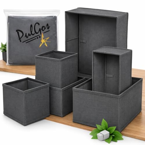 Image of PulGos ๐๐ฉ๐๐ฌ Foldable Drawer Organizer Box | Closet Storage Bins |Undergarments, Stationery & Accessories | Multipurpose Fabric Boxes for Clothes, Wardrobe, Almirah, Cupboard, home & Office Use