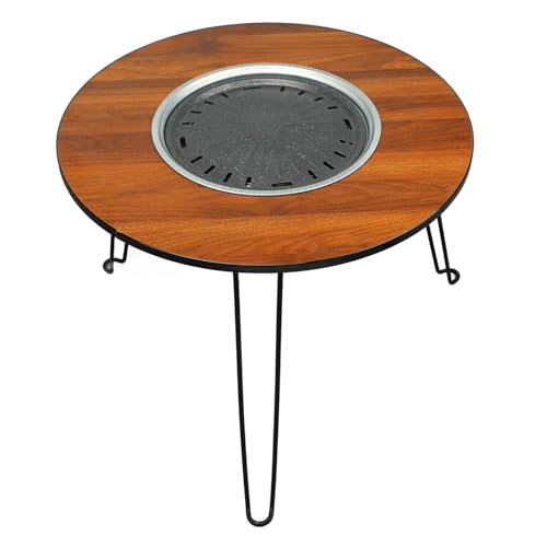 Table de barbecue ronde pliable ZJchao pour repas de camping