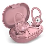 COMISO Wireless Earbuds, True Wireless in Ear Bluetooth 5.0 with Microphone, Deep Bass, IPX7 Waterproof Loud Voice Sport Earphones with Charging Case for Outdoor Running Gym Workout (Rose Pink)