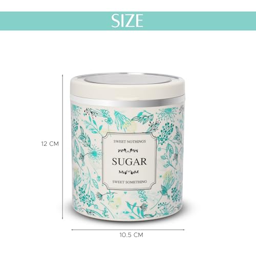 Image of Jaypee Plus Classique 2 Tea Coffee Sugar Storage Container Set 750 ml Airtight Plastic canisters Tea containers for kitchen | Silicon rubber lock Stackable glossy finish transparent Lid, Green