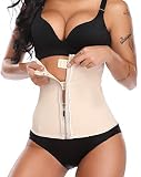 MISS MOLY Corset Minceur Gaine Amincissante Serres-Taille Femme Ventre Plat Waist Shaper Training Ceinture en Latex Bustier Zip Beige Taille L