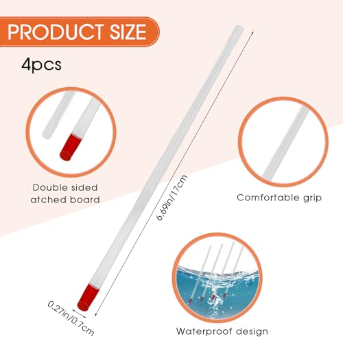 17cm Rubber Cuticle Pusher Cleaner, 4 Pieces Red Hard Rubber End Tipped Nail Art Tool Cuticle Pusher Cleaner And Professional Plastic Handle Cuticle Stick for Hand Care Nail, Nail Cleaner Tool - Thumbnail 2