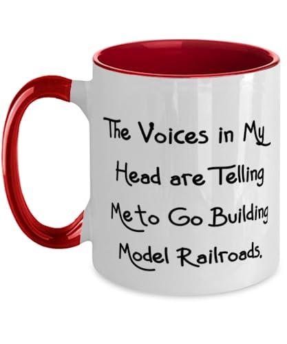 Inspire model railroads gifts, The Voice in My head are telling me to, Love two tone 11oz and 15oz mug for men women cup from friends model tains HO Scale (red, 11oz)