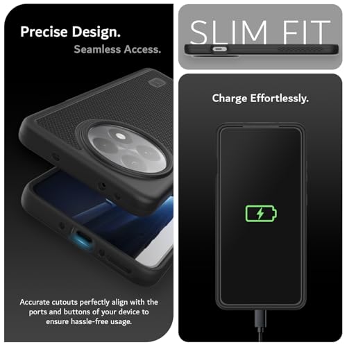 Image of TUDIA [MergeGrip Designed for OnePlus 13R Back Cover 5G (2025) - [Military Grade Drop Tested] Dual Layer Shockproof Slim Rugged Tough Heavy Duty Protective Phone Case - Black