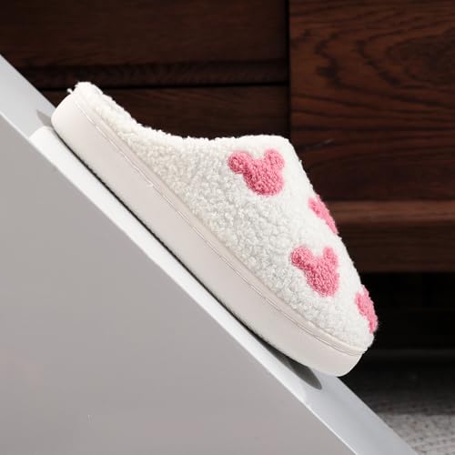 Image of Womens Mens House Slippers Retro Comfy Warm Plush Slip on Fluffy Memory Foam Home Sippers for Winter Indoor Outdoor