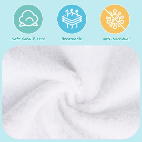 Image of HOMEXCEL Baby Washcloths 20 Pack-Microfiber Coral Fleece Baby Bath Face Towel 11 x 11 Inch Extra Absorbent Soft Burp Cloth and Wash Cloths for Newborn-Infants and Toddlers,White