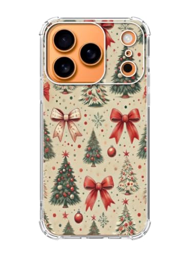 SVNICFYA Vintage Christmas Tree Phone Case for iPhone 17 Pro Max, Cute Red Bow Holiday Aesthetic Phone Cover, Soft TPU Shockproof Case