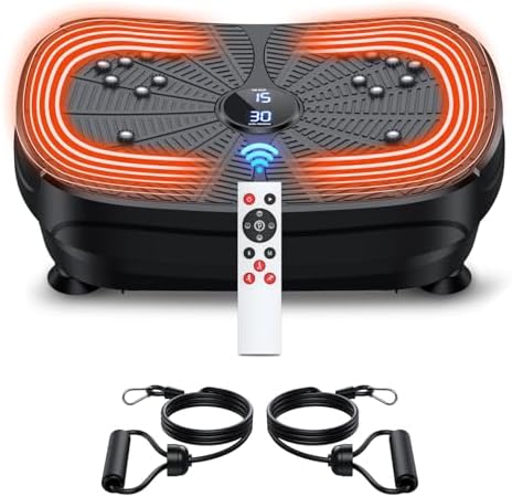 Vibration Plate Exercise Machine, PBYRD Portable Full Body Vibration Platform for Lymphatic Drainage, 9 Preset Mode & Auto Mode Fitness Board for Weight Loss Shaping, with Resistance Bands, 99 Levels Vibration Plate Exercise Machine, PBYRD Portable Full Body Vibration Platform for Lymphatic Drainage, 9 Preset Mode & Auto Mode Fitness Board for Weight Loss Shaping, with Resistance Bands, 99 Levels
