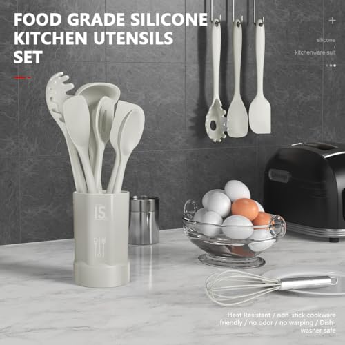 image for AOTHOD Silicone Cooking Utensils Set - 446°F Heat Resistant Silicone 