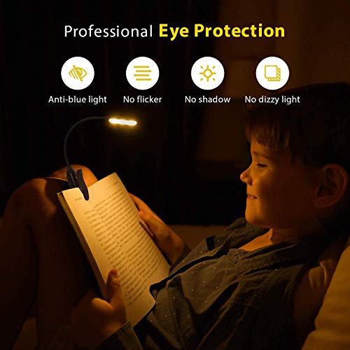 Rechargeable Book Light up to 60 Hours Reading, TOPELEK 7 LED Reading Light with 3 Brightness x 3 Color Temperature, Easy Clip On Reading Lamp for Night Reading in Bed for Bookworms, Kids - Thumbnail 2