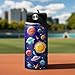 SANDJEST Kids Water Bottle Solar System Water Bottles 12oz with Straw Insulated Stainless Steel Travel School Tumbler Double Wall Vacuum Cup for Girls Kid Boys