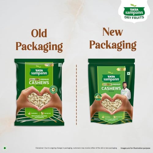 Image of Tata Sampann Pure Cashews Whole /Kaju, 200g, Nutritious & Delicious, Premium Kaju nuts, Rich in Protein, Magnesium & Phosphorus, Deluxe Size & Crunchy Nuts (Pack of 3)
