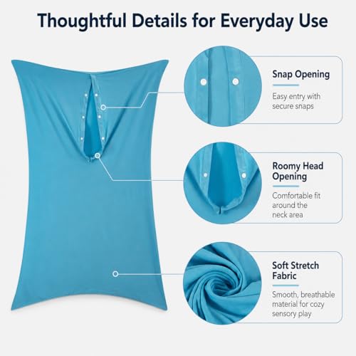 Image of Body Sock Sensory Sock for Kids 3-5 Years, Small | 40 H x 27 W in, Fits Height 33x42 in, Stretchy Full Compression Sack Body Wrap for Calm Relax Sensory Seeking Autism, Blue