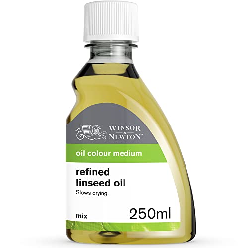 Winsor & Newton 3039748 Gereinigtes Leinöl für Ölfarben, alterungsbeständig, steigert den Glanz und die Transparenz von Ölfarben, verlangsamt den Trocknungsprozess - 250ml Flasche