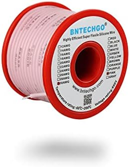 BNTECHGO 30 Gauge Silicone Wire Spool 50 ft Ultra Flexible High Temp 200 deg C 600V 30 AWG Silicone Wire 11 Strands of Tinned Copper Wire 25 ft Black and 25 ft Red Stranded Wire for Model Battery