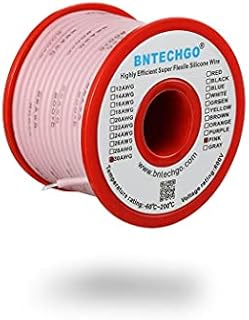 BNTECHGO 30 Gauge Silicone Wire Spool 50 ft Ultra Flexible High Temp 200 deg C 600V 30 AWG Silicone Wire 11 Strands of Tinned Copper Wire 25 ft Black and 25 ft Red Stranded Wire for Model Battery