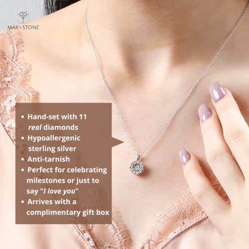 Sterling Silver Dancing Diamond Accent Circle Pendant Necklace #TOP1