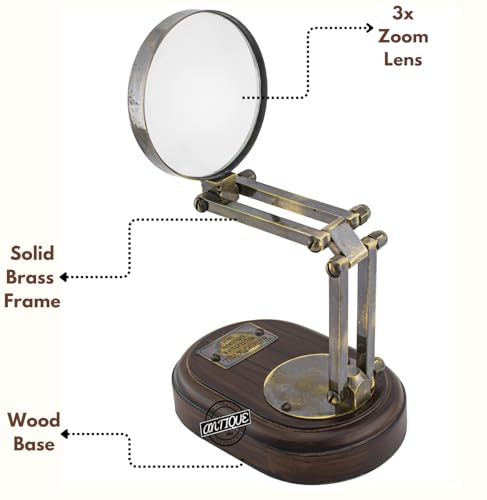 Loupe en laiton de style antique pour lecture et décor de table