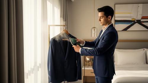 Image of JVD Velyss 2-in-1 Garment Steamer & Steam Iron, 1500W, Foldable, Vertical Steam, Kills 99.9% Bacteria