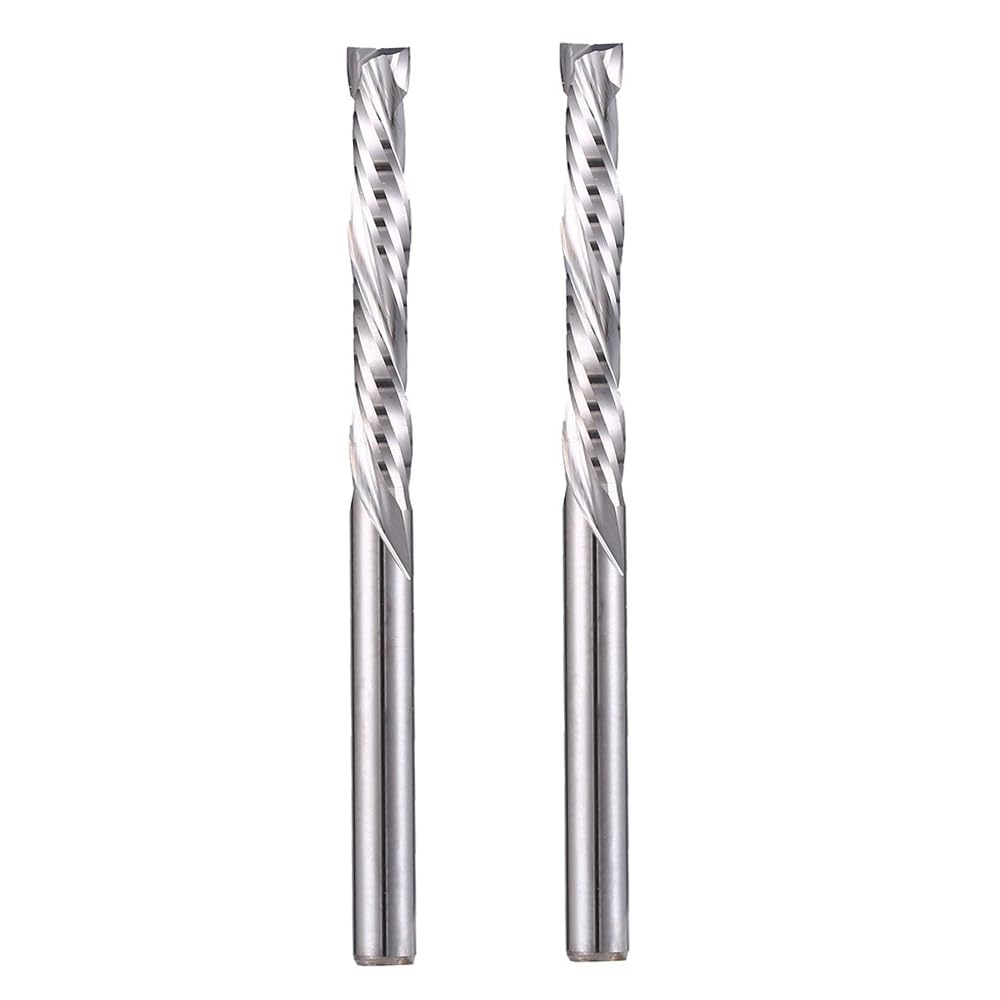 HOZLY Up & Down Cut Bit 1/8" Shank Compression Bit CNC Spiral Router Bits Carbide End Mills Tungsten Carbide 2 Flutes Milling Cutter for Engraving Milling Woodworking 2PCS