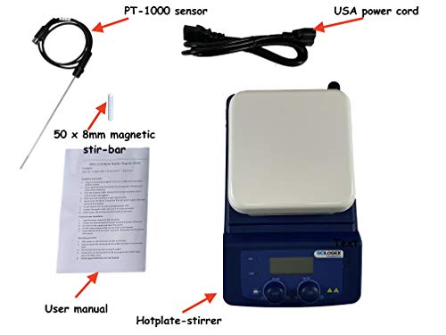 Scilogex Sci380Hs-Pro 5.5 X 5.5 In. Square-Top Digital Magnetic Hotplate Stirrer W/Sensor And Stand, Ceramic Coated Hot Plate, 380C Max Temperature #TOP2