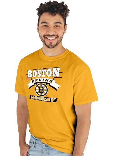 Blue 84 Boston Bruins NHL Officially Licensed T-Shirt Retro 90's Hockey Team Color, Large