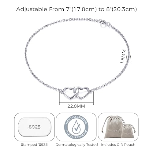 Philip Jones Sterling Silver Mother and Daughter Quote Heart Link Bracelet - Image 5