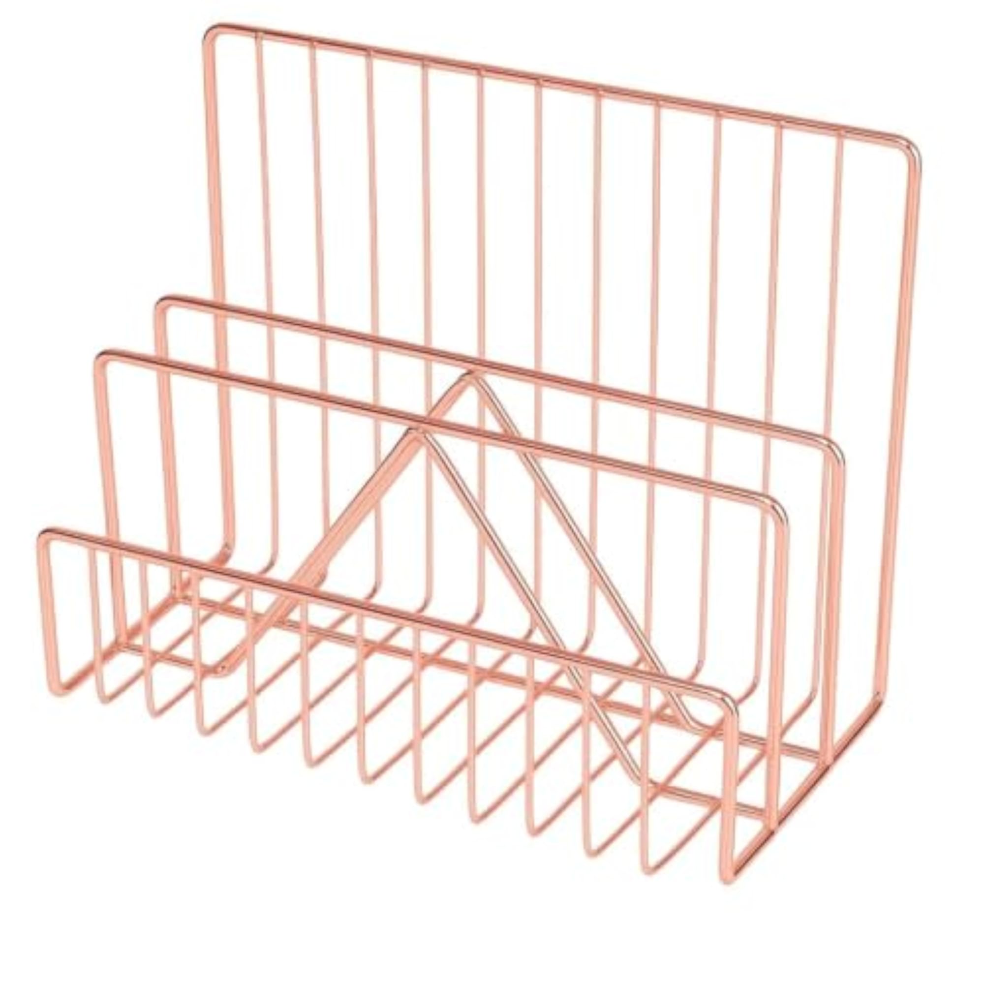 3-Compartment Metal File & Magazine Holder, Desk Organizer