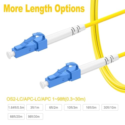 Image of Lota 1.5M LC to LC Fiber Optic Cable, Simplex Single Mode 9 /125 Jumper, FSMS LC /UPC to LC /UPC Connectors, Yellow Jacket, High-Speed Data Transfer