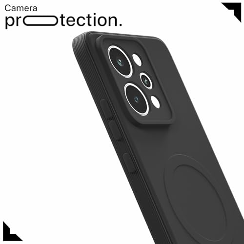 Image of Amazon Basics Back Cover for Realme P4 Power 5G Soft Matte Silicone with Camera Protection | Mag-Safe Logo (Not Mag-Safe Compatible) | Shockproof Slim Fit Bumper Case