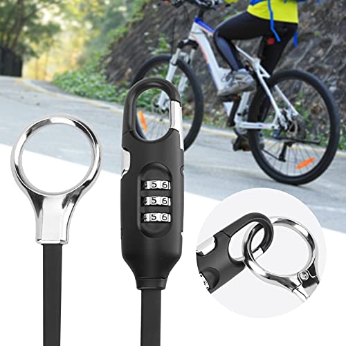 Candado de combinación para bicicleta y casco portátil con cable de acero de 180cm 4
