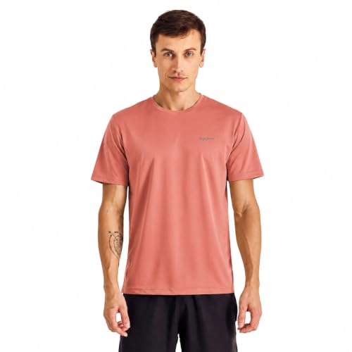 Image of Pepe Jeans Men's Solid Polyester Regular Fit T-Shirt | Lightweight Quick-Dry Athleisure Tee for Sports, Gym & Casual Wear | Moisture-Wicking Fabric | Round Neck | Short Sleeves | Active Comfort