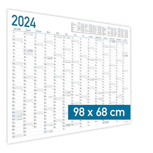 Calendario da parete XXL 2024, 98 x 68 cm, 2024, formato orizzontale, piegato, calendario da parete, 14 mesi (1 pezzo)