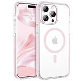 VENINGO Funda Magnética para iPhone 15 Pro MAX 6.7" Compatible con Magsafe Carcasa Transparente iPhone 15 Pro MAX Protección de Grado Militar Antideslizante Antigolpes Clear Case, Transparente/Rosa