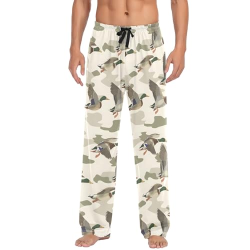 Wild Duck on Camouflage Men's Pajama Pants Lightweight Sleepwear Bottom Lounge Pants2