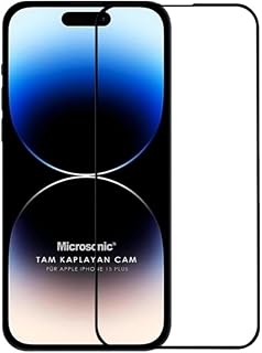 شاشة حماية من الزجاج المقوى بدرجة صلابة 9H وتغطية كاملة وتركيب خالي من الفقاعات سهلة التركيب بحساسية لمس عالية متوافقة مع موبايل آبل ايفون 15 بلس، شفافة