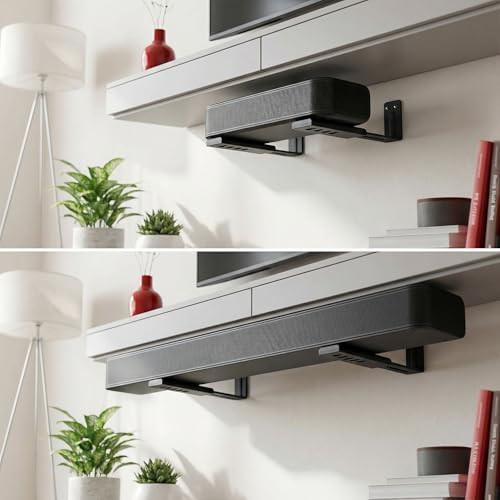 Depth Adjustabl Soundbar Wall Mount Bracket ,Soundbar Shelf Under TV, Black - image 8
